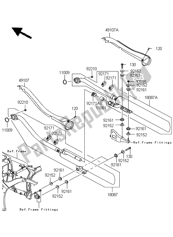 All parts for the Mufflers of the Kawasaki VN 900 Custom 2008