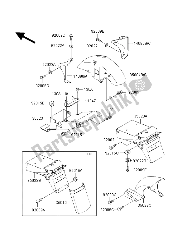 All parts for the Fenders of the Kawasaki ZXR 400 1998