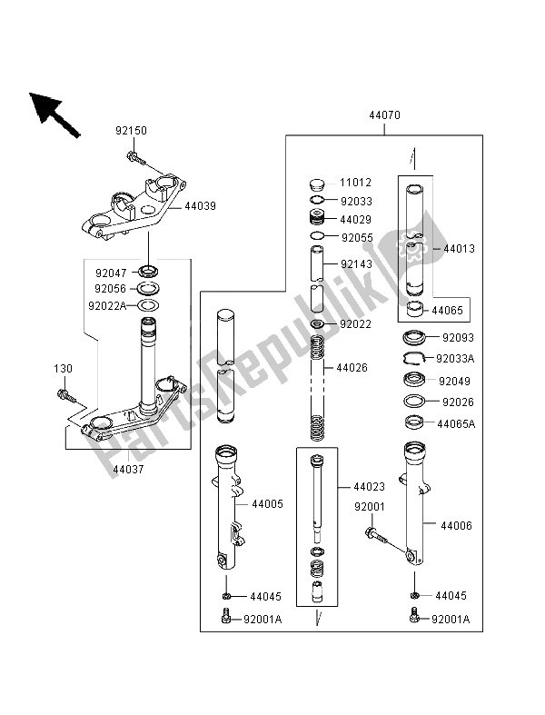 Tutte le parti per il Forcella Anteriore del Kawasaki ER 500 1999