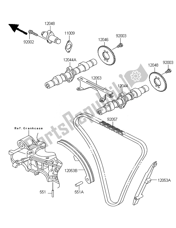 Alle onderdelen voor de Nokkenas En Spanner van de Kawasaki KLE 500 2007