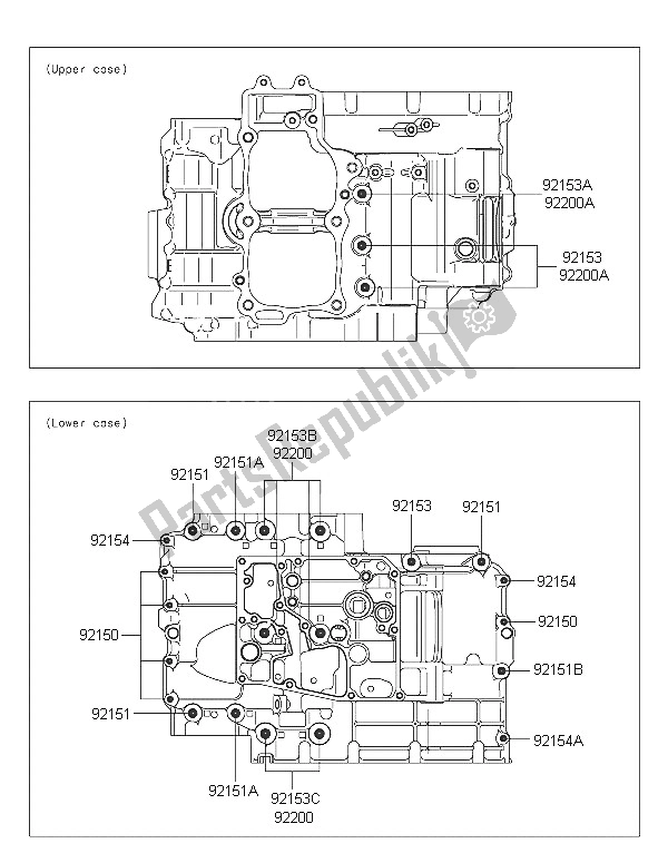 All parts for the Crankcase Bolt Pattern of the Kawasaki ER 6N 650 2016