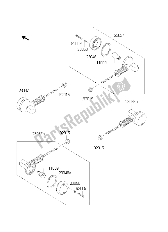 All parts for the Turn Signals of the Kawasaki KLR 650 2002