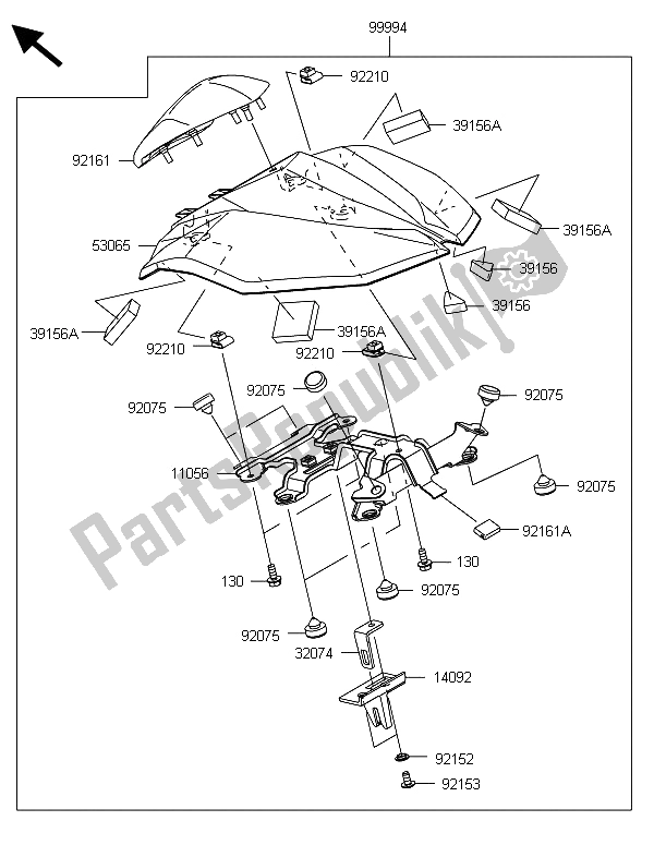 All parts for the Accessory (single Seat Cover) of the Kawasaki Z 800 CDS 2013