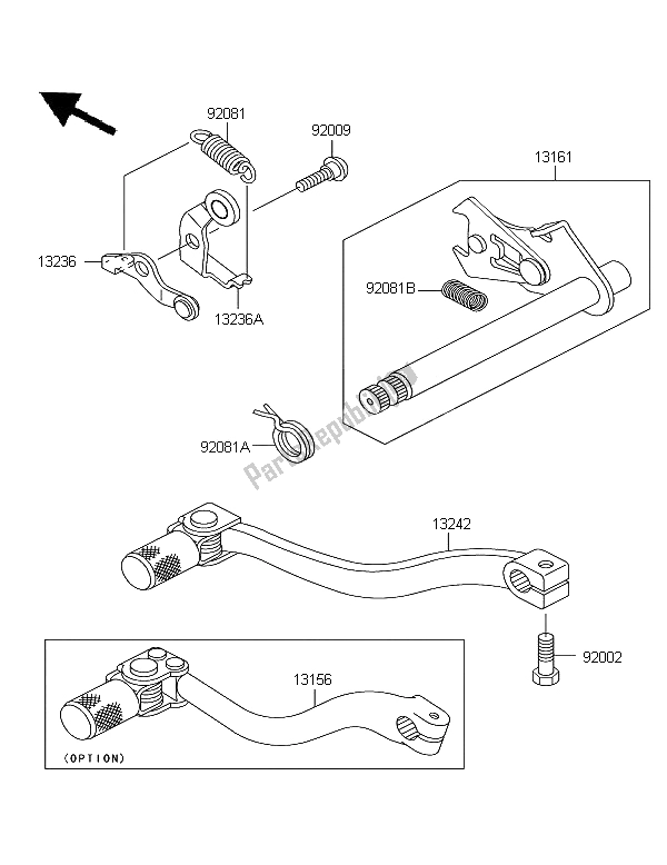 All parts for the Gear Change Mechanism of the Kawasaki KX 65 2006