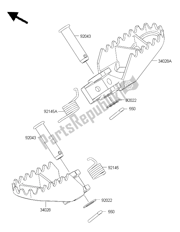 All parts for the Footrests of the Kawasaki KX 85 LW 2015