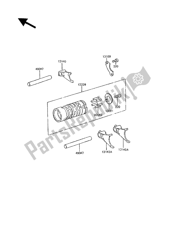 All parts for the Gear Change Drum & Shift Fork(s) of the Kawasaki KX 60 1986