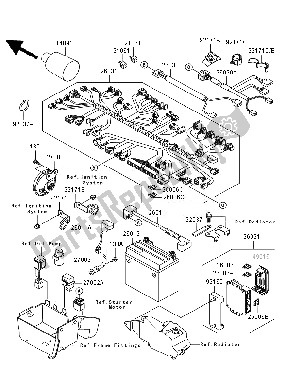 All parts for the Chassis Electrical Equipment of the Kawasaki VN 1600 Mean Streak 2007