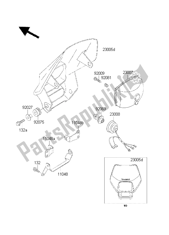 Toutes les pièces pour le Phare du Kawasaki KDX 200 2001