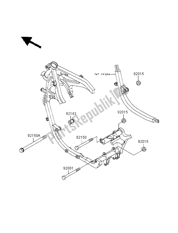 Toutes les pièces pour le Ferrures De Cadre du Kawasaki GPZ 500S 1998