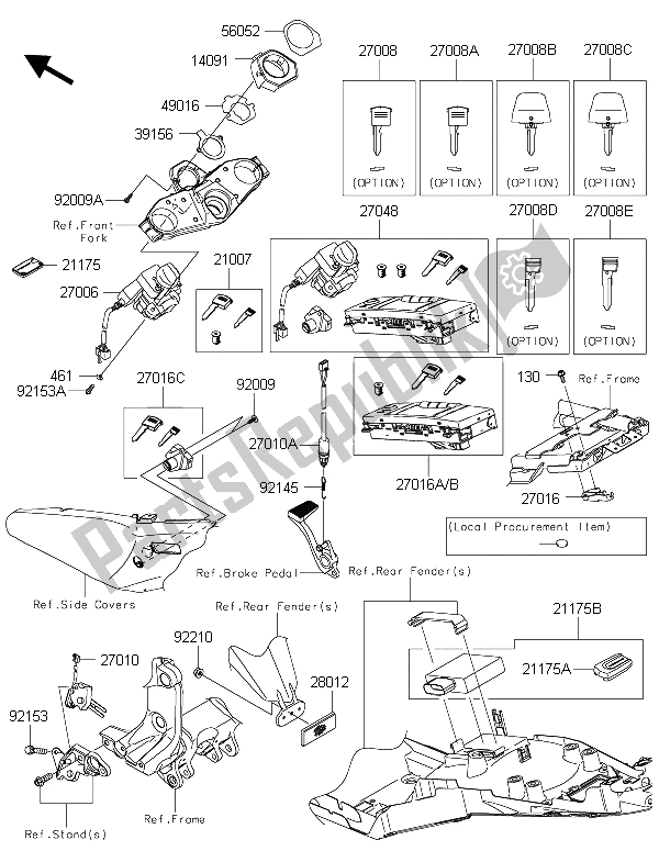 All parts for the Ignition Switch of the Kawasaki 1400 GTR ABS 2015