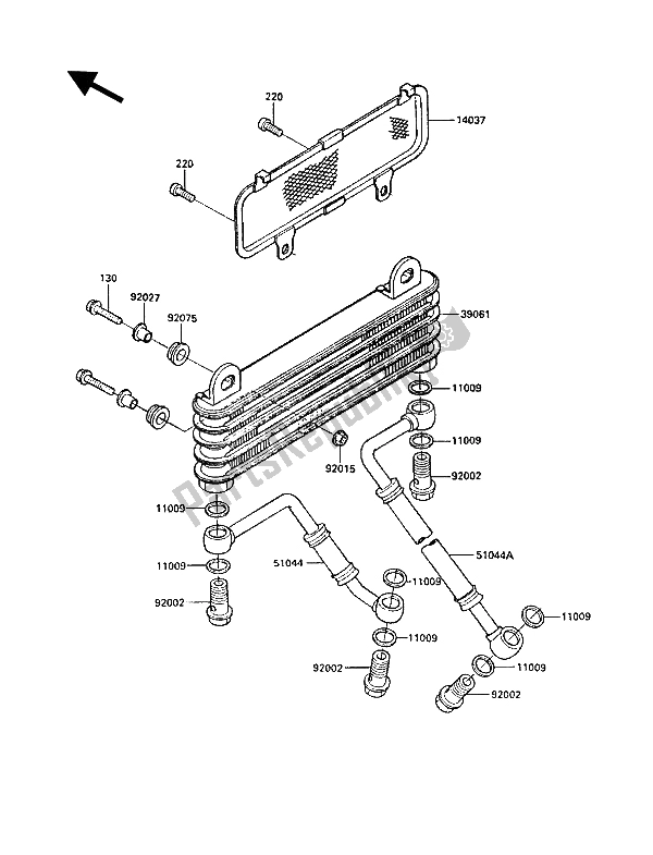 All parts for the Oil Cooler of the Kawasaki GPZ 900R 1986