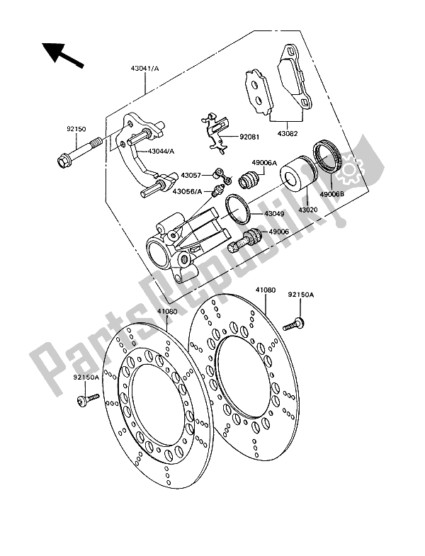 Alle onderdelen voor de Voor Rem van de Kawasaki GT 550 1993