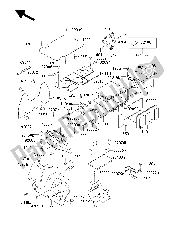 All parts for the Battery Case of the Kawasaki KVF 300 4X4 2000