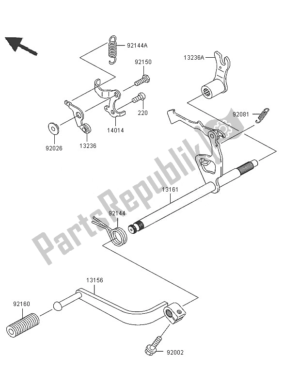 Wszystkie części do Mechanizm Zmiany Biegów Kawasaki KLX 110 2005