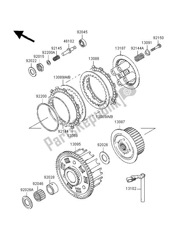 All parts for the Clutch of the Kawasaki Ninja ZX 6R 600 1998