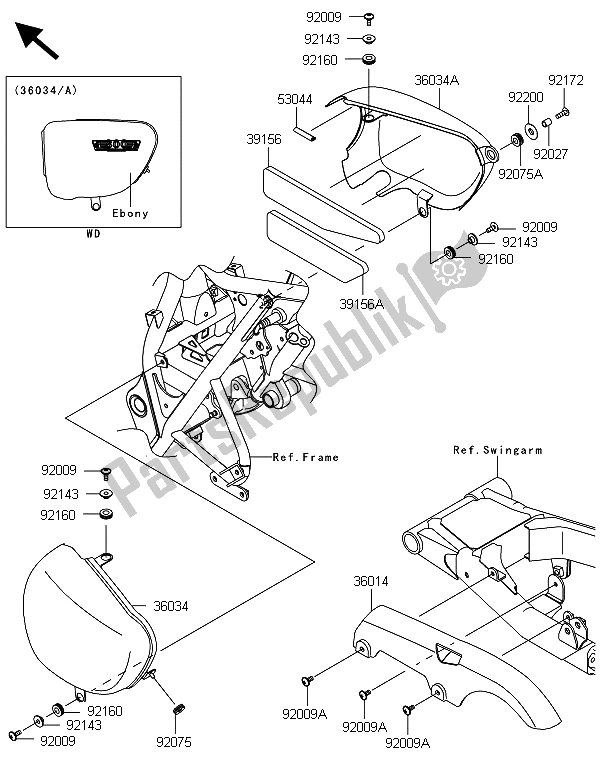 Todas las partes para Cubiertas Laterales Y Cubierta De Cadena (adfa) de Kawasaki W 800 2013