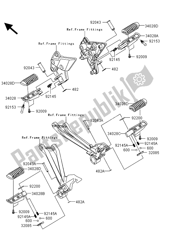 All parts for the Footrests of the Kawasaki Z 1000 SX 2013