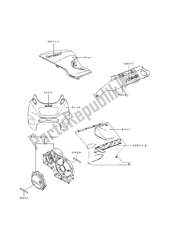 Wszystkie części do Kalkomanie (czarne) Kawasaki ZZ R 1100 1994