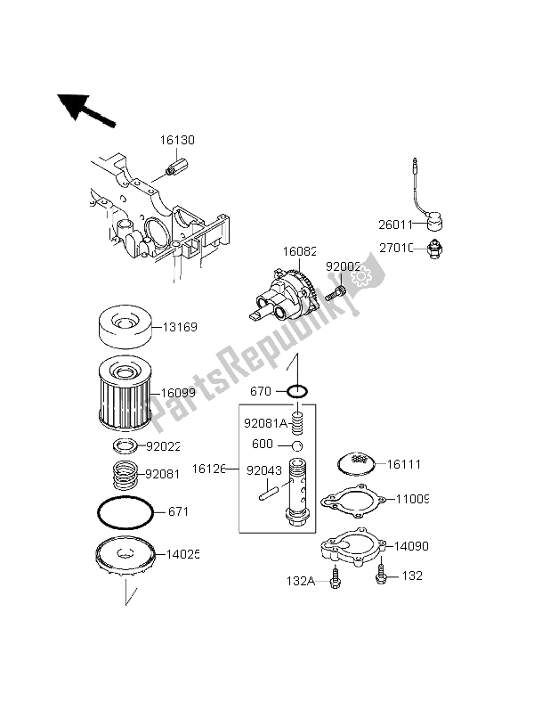 Tutte le parti per il Pompa Dell'olio del Kawasaki EL 252 1996