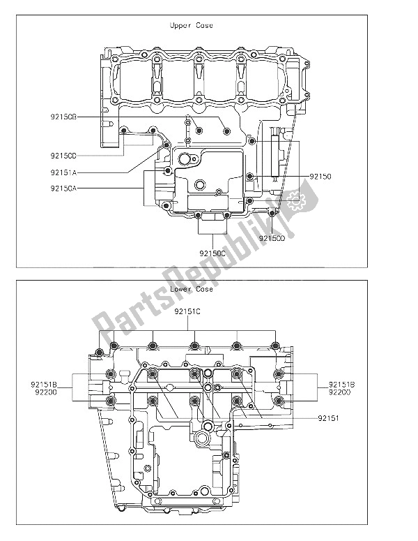 All parts for the Crankcase Bolt Pattern of the Kawasaki Z 800 ABS 2016