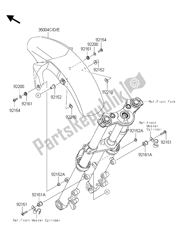 All parts for the Front Fender(s) of the Kawasaki ER 6F 650 2015