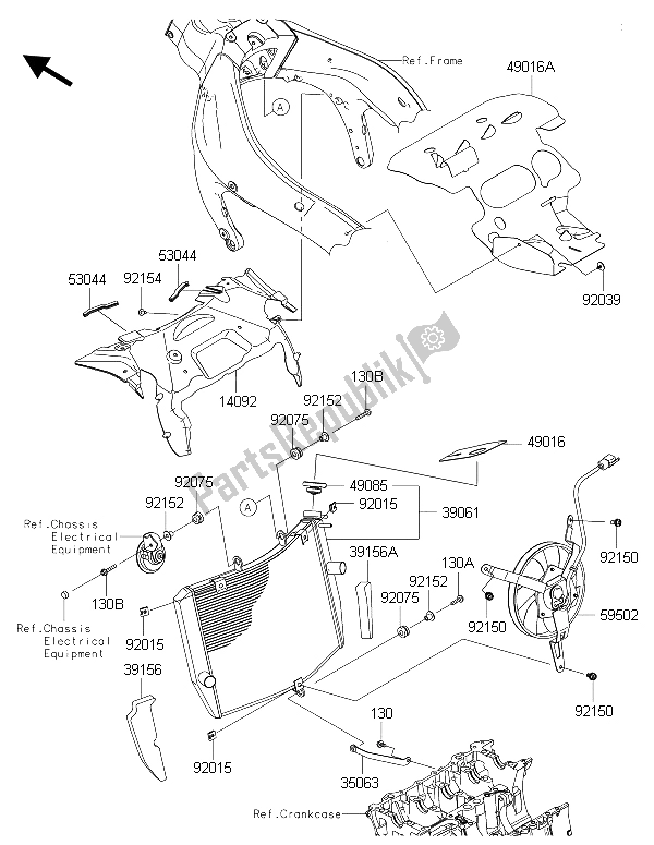 Todas as partes de Radiador do Kawasaki Ninja ZX 6R ABS 600 2015