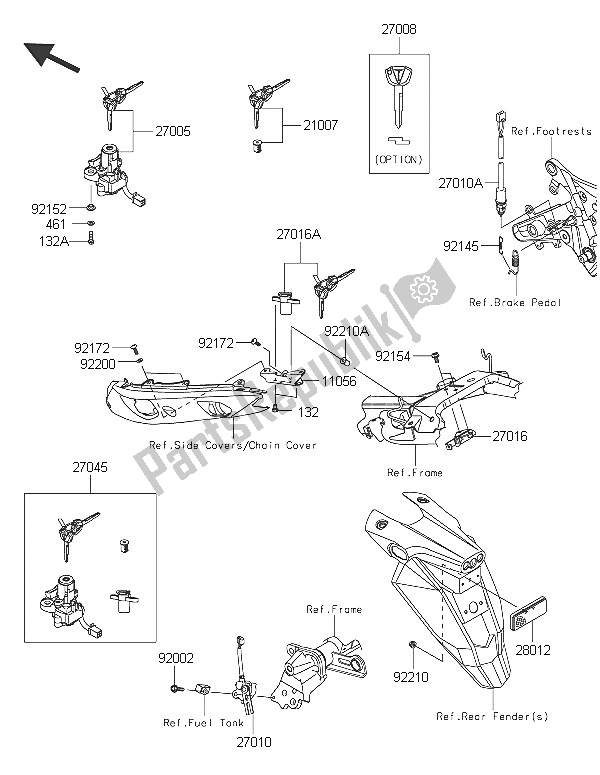All parts for the Ignition Switch of the Kawasaki ER 6F ABS 650 2016