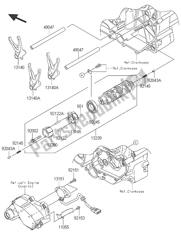 All parts for the Gear Change Drum & Shift Fork(s) of the Kawasaki Vulcan 1700 Voyager ABS 2016