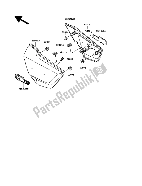 Tutte le parti per il Coperture Laterali del Kawasaki GT 550 1989