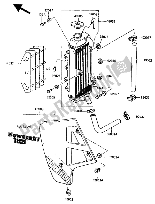 Toutes les pièces pour le Radiateur du Kawasaki KX 125 1987