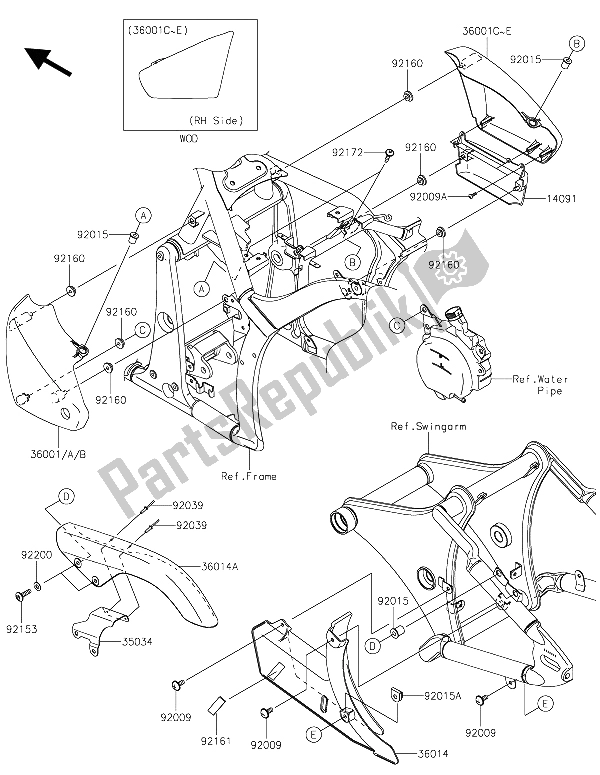 Tutte le parti per il Coperture Laterali E Copertura A Catena del Kawasaki VN 900 Custom 2015