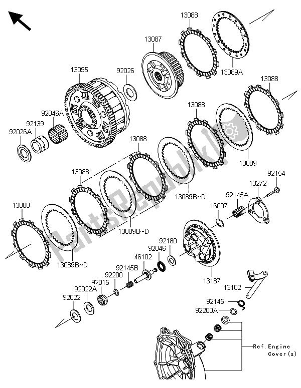 All parts for the Clutch of the Kawasaki Ninja ZX 6R ABS 600 2013