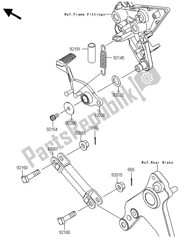 All parts for the Brake Pedal of the Kawasaki ZX 1000 SX ABS 2014