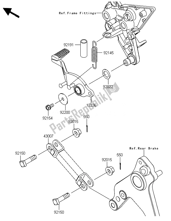 Todas as partes de Pedal De Freio do Kawasaki ZX 1000 SX ABS 2014