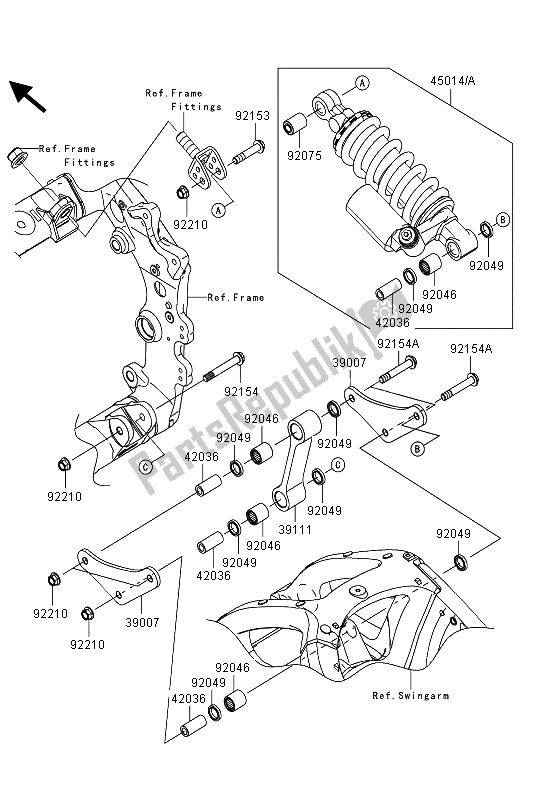 All parts for the Suspension & Shock Absorber of the Kawasaki Ninja ZX 10R ABS 1000 2013