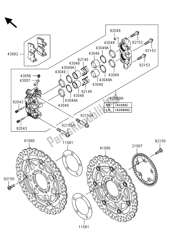 All parts for the Front Brake of the Kawasaki ZZR 1400 ABS 2013