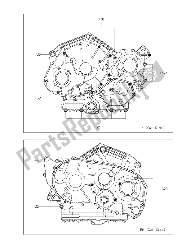 All parts for the Crankcase Bolt Pattern of the Kawasaki Vulcan 900 Classic 2015
