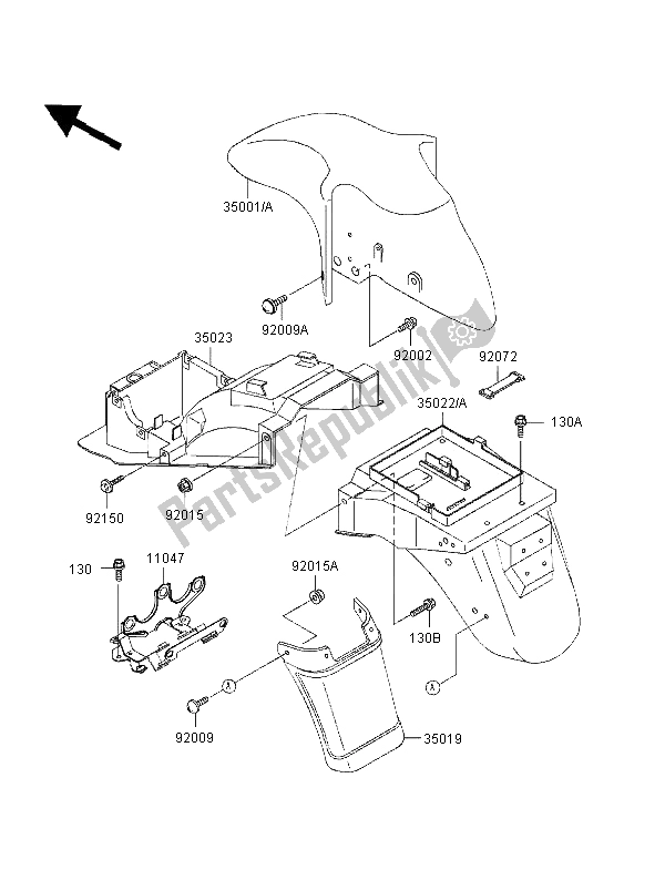 Tutte le parti per il Parabordi del Kawasaki ZZ R 600 1997