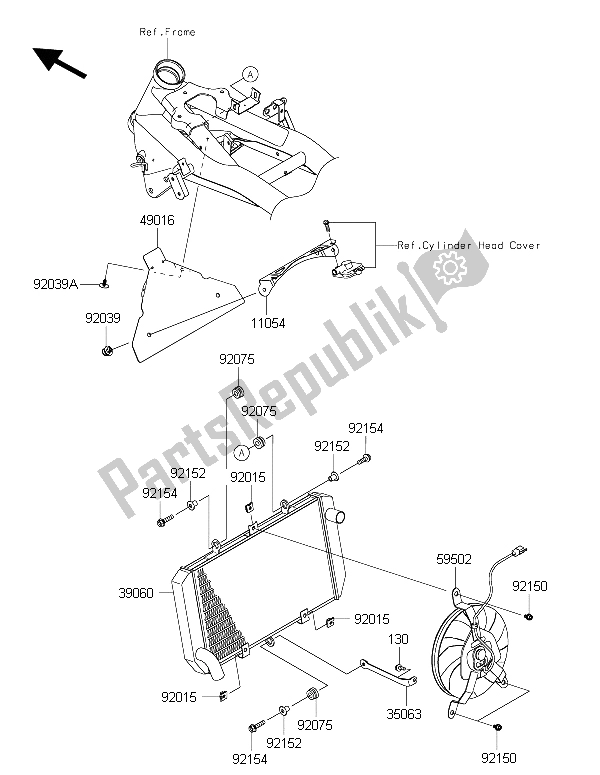 All parts for the Radiator of the Kawasaki Z 800 ABS 2015