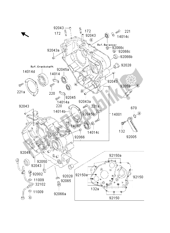 All parts for the Crankcase of the Kawasaki KLR 650 2002