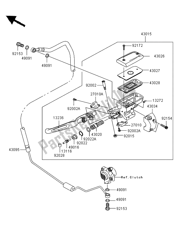 All parts for the Clutch Master Cylinder of the Kawasaki VN 1700 Voyager ABS 2009