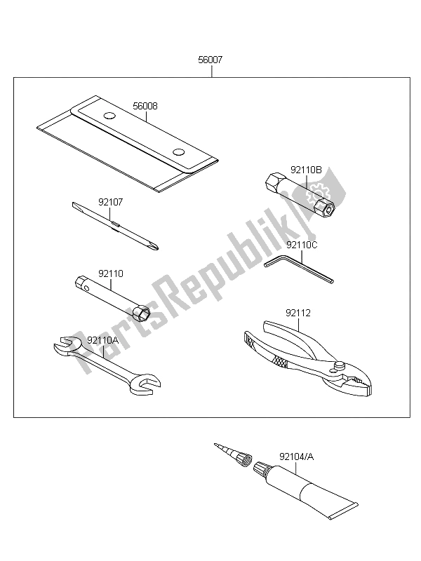 Tutte le parti per il Strumenti Proprietari del Kawasaki D Tracker 125 2011