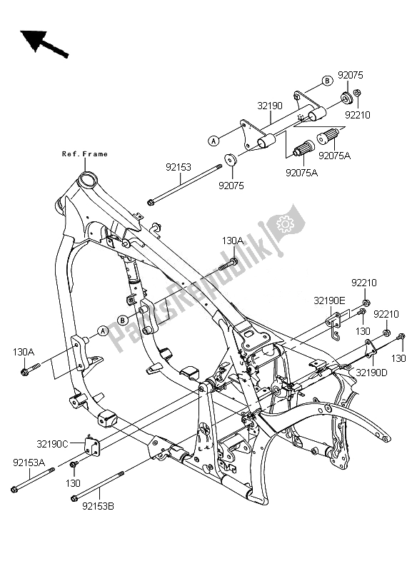 All parts for the Engine Mount of the Kawasaki VN 900 Custom 2007