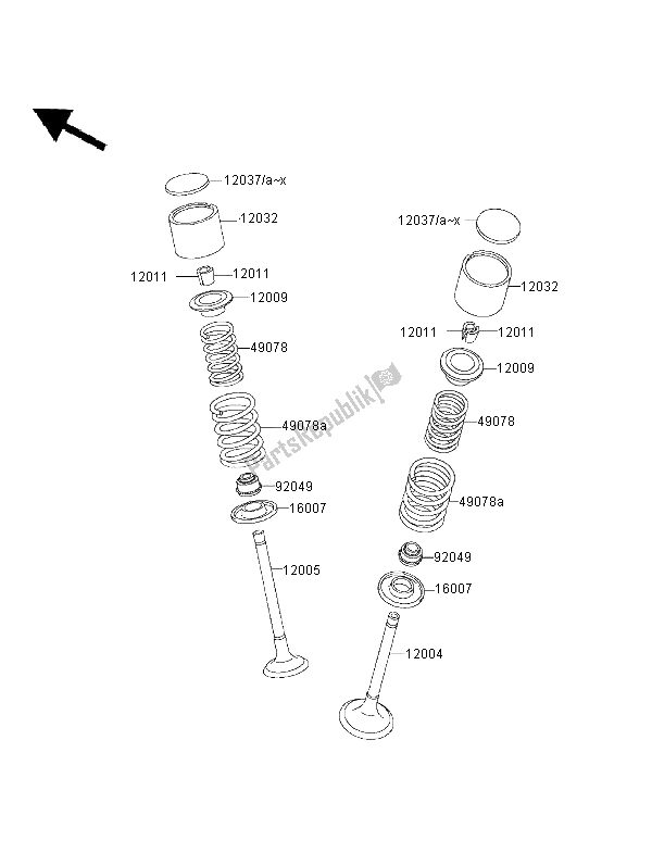 All parts for the Valve of the Kawasaki KLX 650R 2001