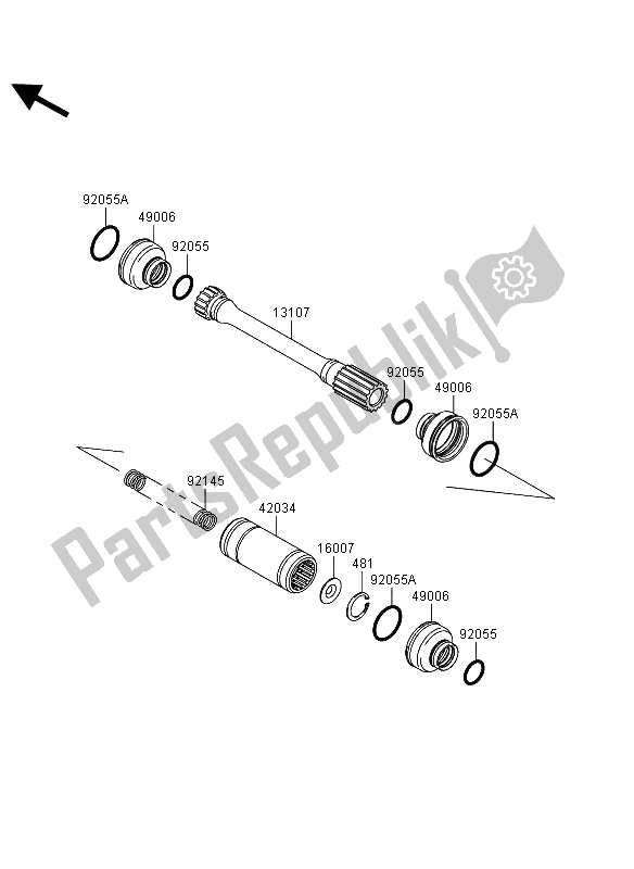 Alle onderdelen voor de Aandrijfas Propeller van de Kawasaki KVF 750 4X4 EPS 2012