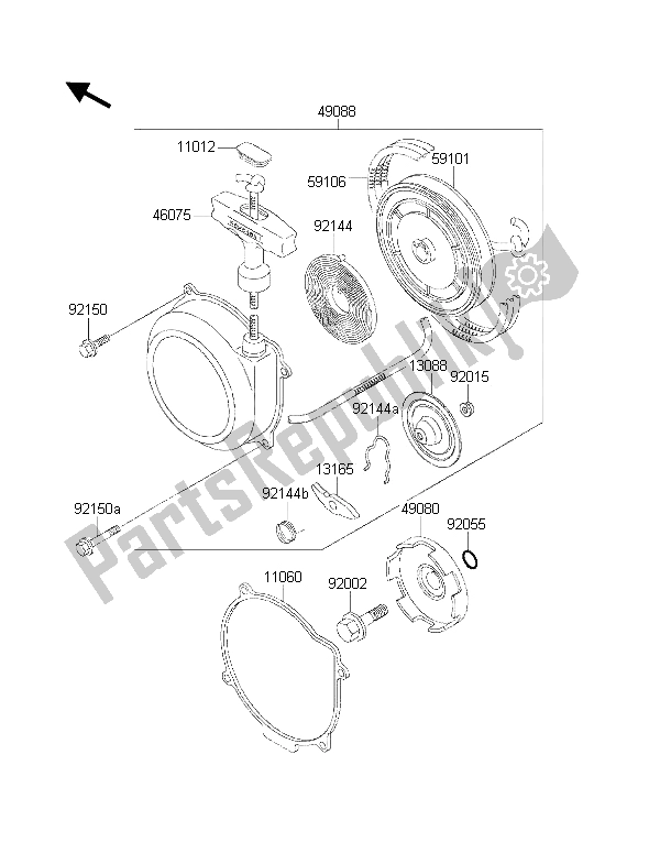 Tutte le parti per il Avviamento A Strappo del Kawasaki KLF 300 4X4 2001
