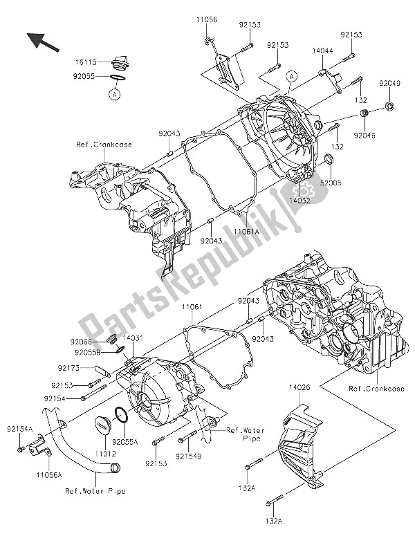 Alle onderdelen voor de Motorkap (pen) van de Kawasaki Z 300 ABS 2016