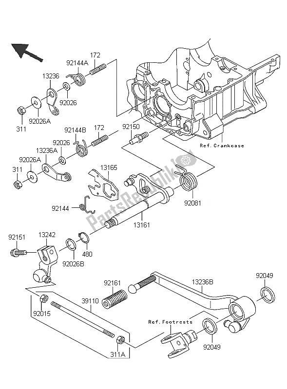 Toutes les pièces pour le Mécanisme De Changement De Vitesse du Kawasaki ZRX 1200R 2005