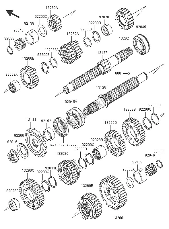 All parts for the Transmission of the Kawasaki Ninja ZX 6R 600 2005