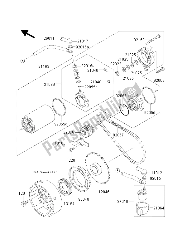 All parts for the Starter Motor of the Kawasaki KVF 300 2001